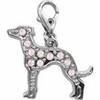 Greyhound dog pink crystal clip on charm