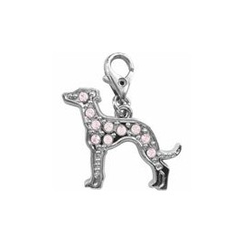 Greyhound dog pink crystal clip on charm