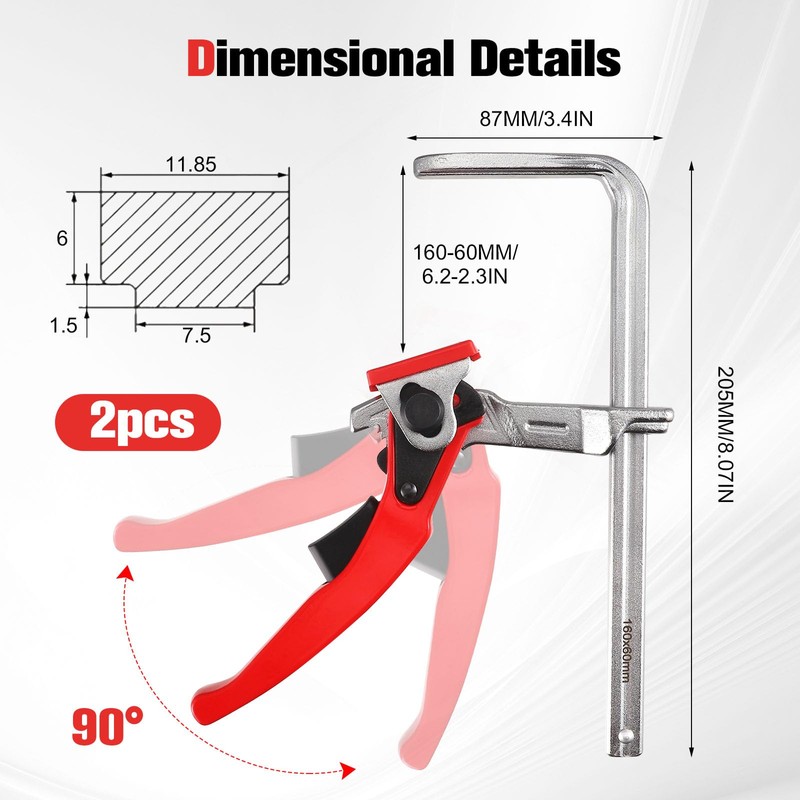 2 x Clamp Guide Rail, Lever Clamp Table Clamp with