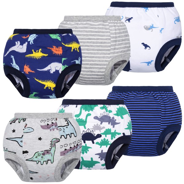 BIG ELEPHANT 6 Packs of Cotton Padded Potty Training Pants for Babies, Girls and Boys., 1-World of Dinosaurs