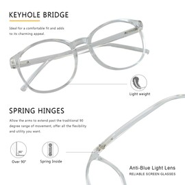 LAMBBAA Vintage Round Progressive Multifocal Presbyopic Glasses, Anti-Blue Light Glasses for Men Women Readers (+0.00/+2.25 Magnification)