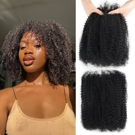 Carlence 12 Inch Afro Kinkys Bulk Human Hair 2 Bulk 4C Kinky Bulk Human Hair for Dreadlock Extensions, Micro Locs and Repair Locs