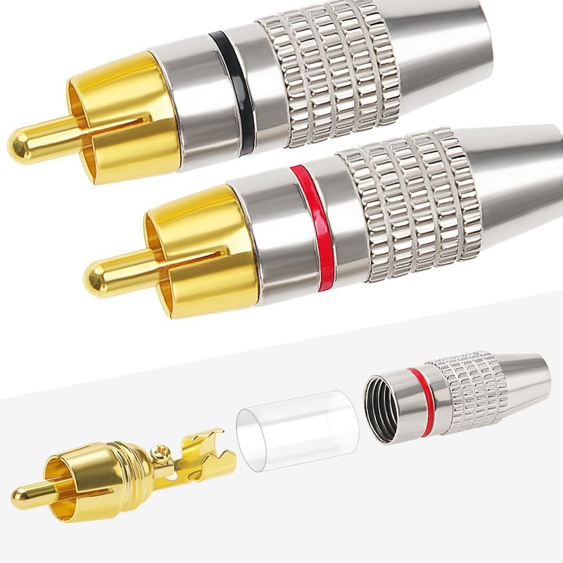 KUOQIY 6 PCS Gold Plated RCA Plug Audio Video Connector,