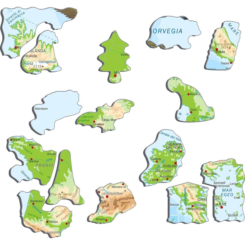 Larsen K70 Europe Physical Map Italian Edition Frame Puzzle with