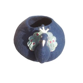 Le Sharma Deluxe Felted Cat Cave, 100% Natural, Eco-Friendly and Handmade Wool Cat Bed - Large Cozy and Comfortable Felt Cat Caves Houses for Indoor Cats/Kittens and Small Dogs - Peacock