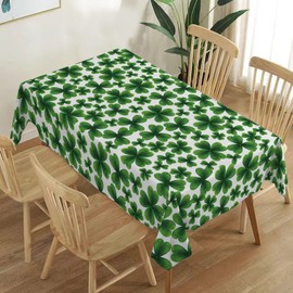Heyfary St. Patrick's Day Tablecloth Irish Spring Holiday Party Decoration Green Shamrock Clover Home Kitchen Dining Room Table Cover Decor-60×84inch