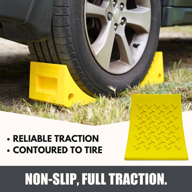 SECURITYMAN Heavy Duty Wheel Chocks (2 Pack) - Durable, Non-Slip,
