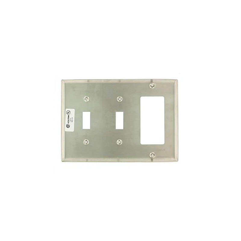 Leviton 3-Gang Decora/GFCI Combination Wallplate, Standard Size, Non-Magnetic Stainless Steel,