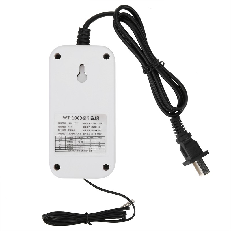 Temperature Controller Digital Dual Display Electronic Control Socket 10A WT‑1009