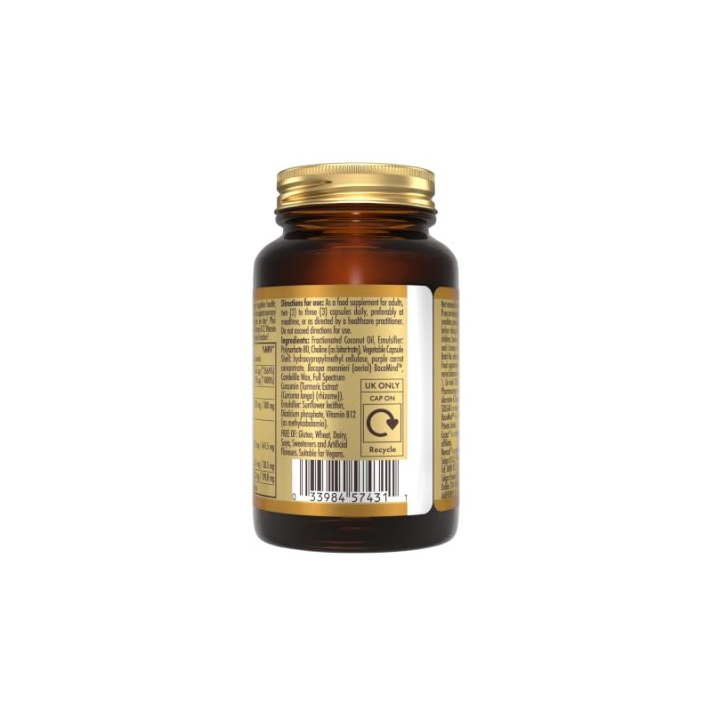 Solgar Brain Works Curcumin & BacoMind Vegetable Capsules - Pack