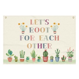 Lets Root For Each Other Boho Classroom Wall Decor Canvas Banner Positive Affirmations Nature Plant Education Wall Art Banner Decor 20x30inch (df2)