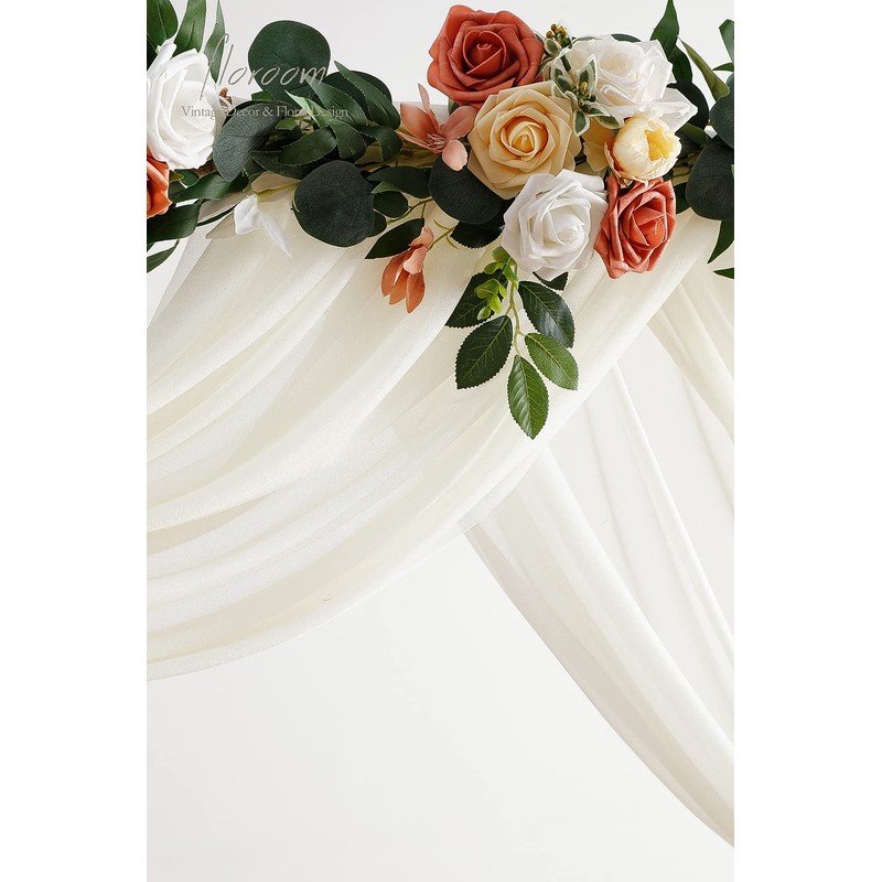 Floroom Wedding Arch Draping Fabric 2 Panels 20Ft Ivory Chiffon