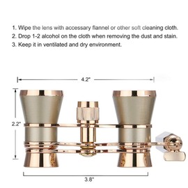 Aroncent Binoculars 3 x 25 Compact Binoculars with Handle Women's Metal Telescope for Hiking Sightseeing Opera Match, Gold