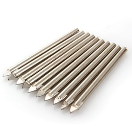 10Pcs 6mm Carbide Alloy Spear Head Drill Bit Tile Glass Ceramic Mirror Drill Bit U-Shaped Groove Desigh Tungsten Carbide Drill Bit Set Triangle Spear Point Head Glass Hex-Shank Drill Bits