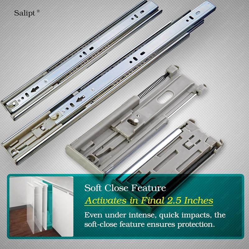 Salipt 12 inch Soft Close Drawer Slides Set 6-Pairs (12