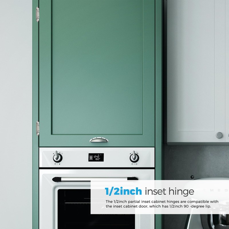 10 Pack (5 Pairs) 1/2 Inch Overlay Kitchen Cabinet Hinges,
