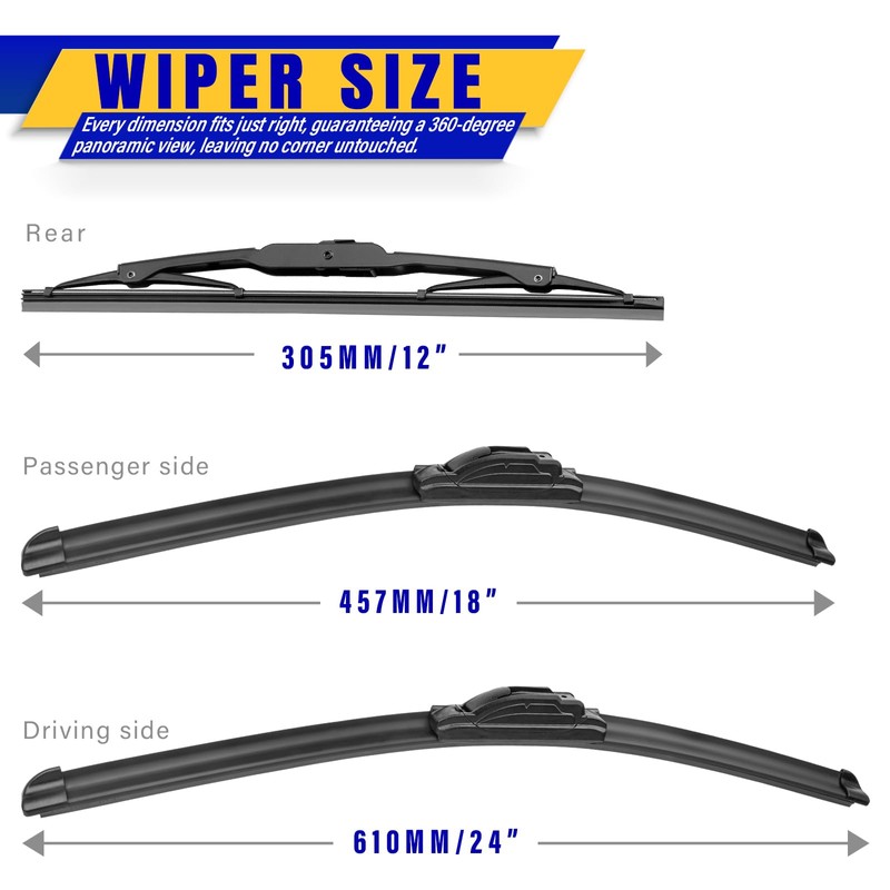 3 wipers Replacement for 2018-2021 GMC Terrain, Windshield Wiper Blades