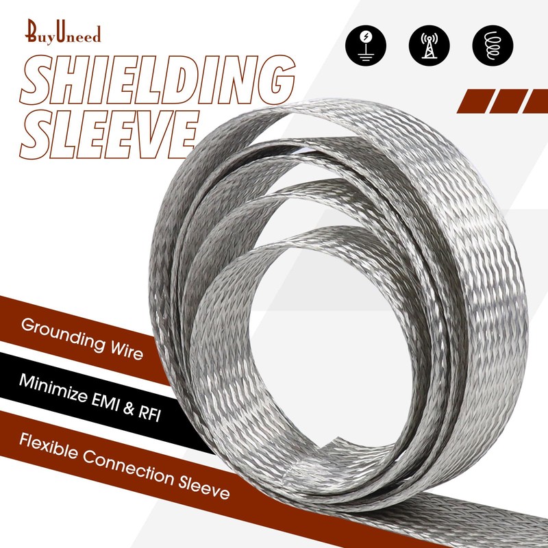 Wire Shielding Tinned Copper Braid Cable Sleeve Ground Straps EMI