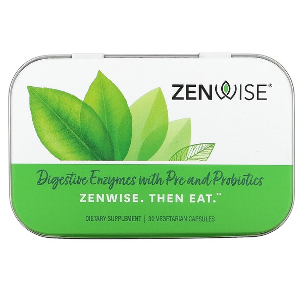 Zenwise Health Digestive Enzymes, Plus Prebiotics & Probiotics Supplement, Travel Size, Daily Digestion + Immune Support, for Occasional Gas, Gut Bloating & Irregularity (30 Count)
