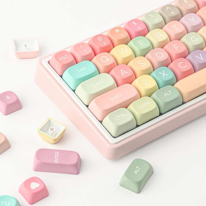 TYRIXKI PBT Keycaps 126 Keys MOA Profile Cute Keycap Dye-Sublimation