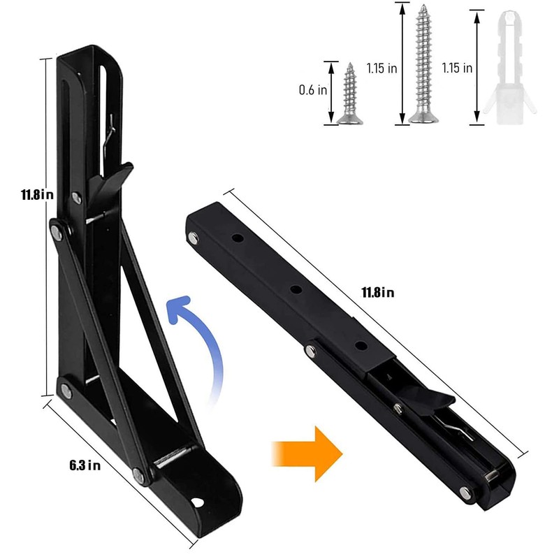 AUTOHJ Folding Shelf Brackets - 12 Inch 2 Pcs Heavy