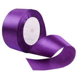 25 Yard Purple Satin Ribbon Roll, 1-1/2 Inch Fabric Ribbon for Craft Bows Rose Bouquet, Holiday Gift Wrapping, Party Decoration