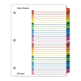 Oxford E60118 Separadores Índice Cardinal OneStep Tamaño Carta Juego, 1-31 Cejas Impresas de Colores