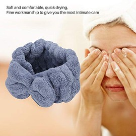 Diadema con Lazo para el Cabello, Diademas Faciales para Maquillaje Y Lavado de Cara, Banda para el Cabello de Vellón de con Absorción de Agua Ajustable, Comodidad para la Ducha(Azul)