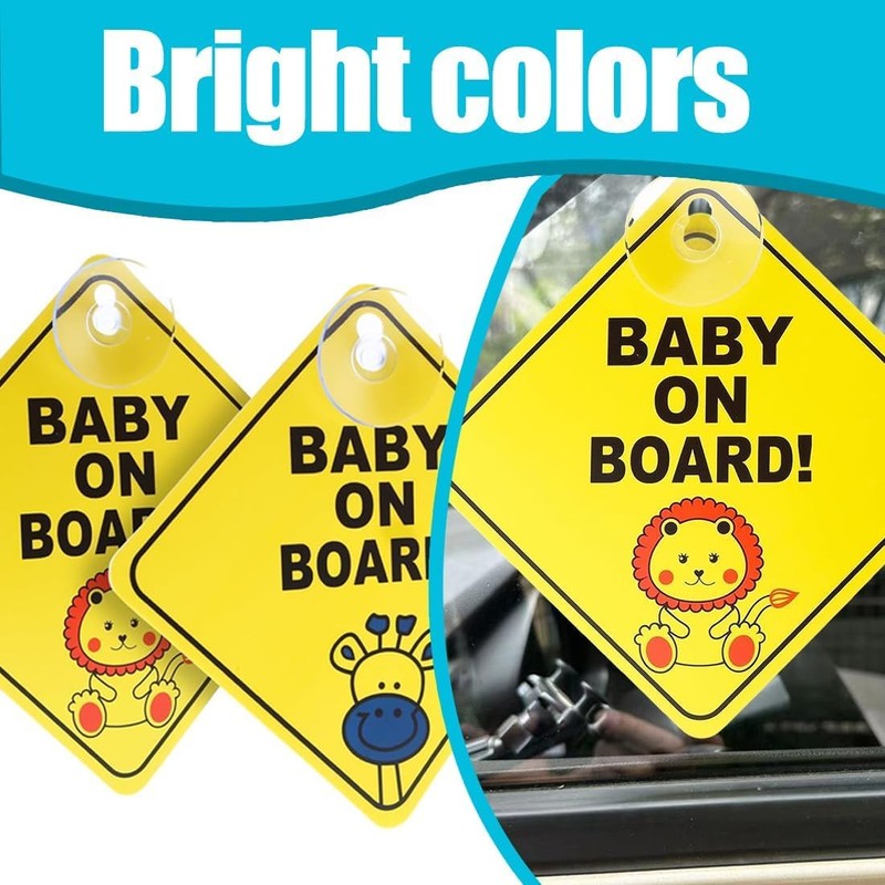 2 Pcs Baby On Board Sign for Car, Baby On