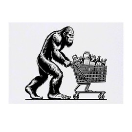 'Bigfoot Grocery Shopping' Temporary Tattoo - Water Resistant, Skin-Safe, Non-Toxic Transfer (TO00085139)