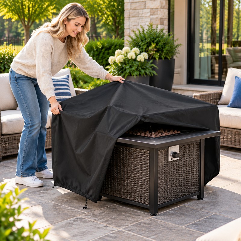 Square Fire Pit Cover for Outdoor Protection – Waterproof Outdoor