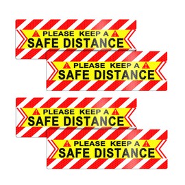 Zpana Car Reflective Magnet Decals, 4PCS Magnetic Keep a Safe Distance Safety Warning Signs Sticker for Auto Bumper Window, Vehicle Exterior Decoration, Universal for SUV Sedan Truck