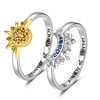 Sterling Silver Moon Sun Matching Rings Set Stackable Friendship Couples