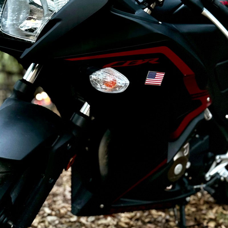 Elektroplate 2 Mini American Flag OEM Chrome Emblems for Motorcycles,