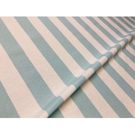 Sky Blue & White Sofia Striped Fabric 4 cm Wide Stripes for Curtains Upholstery Home Decor Table Runner Material - 280 cm Wide (Sold by The METRE)