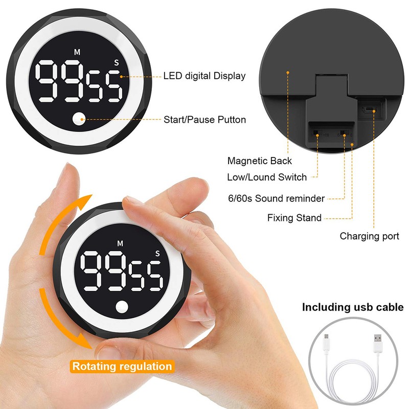 Kitchen Timer Magnetic Countdown Timer for Studying Meetings Cooking
