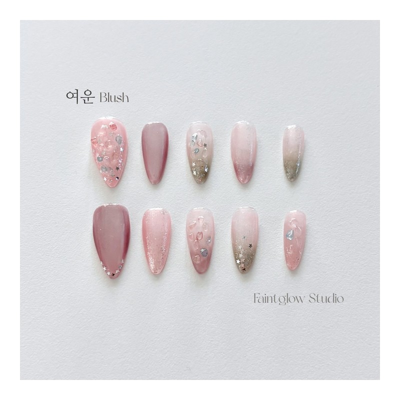 [Yeoun Blush] Handmade nail tips - Oval / [여운 Blush]