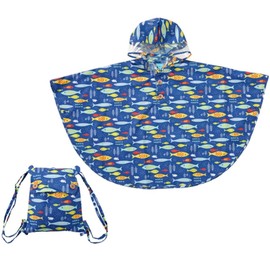 Ogawa Kids’ Rain Poncho, 35.4 inches (90 cm), Kukka Hippo, Reflective Tape, Hippo Backpack Type, Storage Bag Included