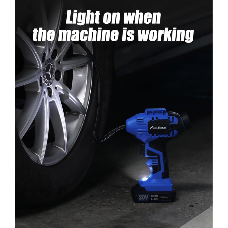Avid Power Cordless Tire Inflator Portable Air Compressor, 20V Rechargeable