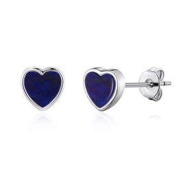 Philip Jones Lapis Heart Stud Earrings