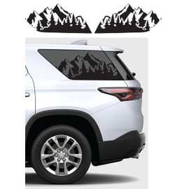 Compatible with Chevy Traverse 2018-2023 | Precut Mountain Forest Outdoor Scene Window Decals | Proudly Made in The USA | Matte Black (Mountain Forest)