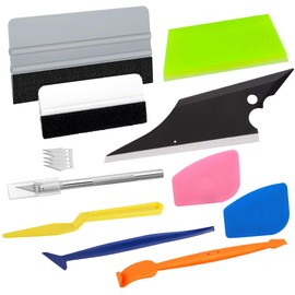 YAZZT Car Film Sticking Squeegee Spatula Set of 10 Car Wrapping Sheet Construction Tools Bubble Free Scratch Felt Squeegee Spatula Rubber Squeegee Crevice Stick Squeegee Mini Scraper Craft Pen Cutter