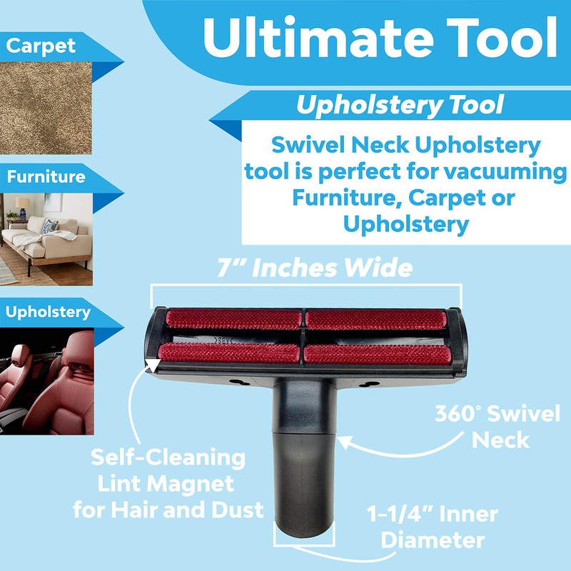 Wessel-Werk Universal Vacuum Attachment Upholstery Tool for Carpet or Furniture