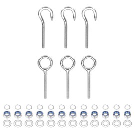 PATIKIL M4 Ring Eye Bolts, 3Pcs 304 Stainless Steel Lifting Ring Threaded Eye bolt with Nuts Washers for Hanging Hammocks Articles