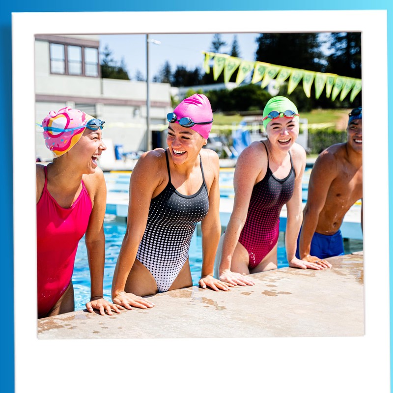 Sporti Bubble Swim Cap with Chin Strap (Red)
