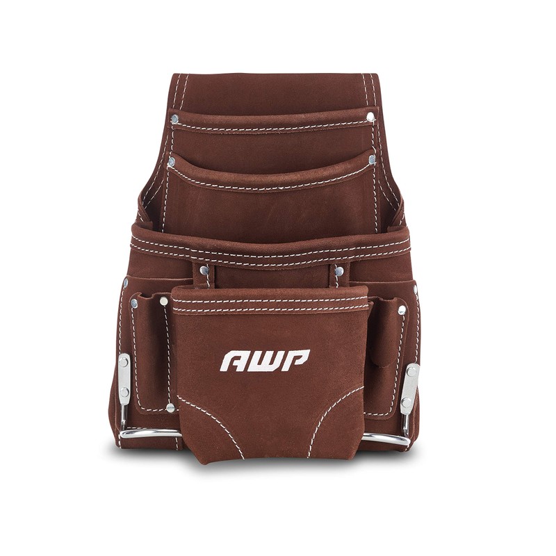 AWP 10-Pocket Suede Tool Pouch | Durable General Construction Leather