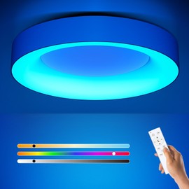 Annaror RGB LED Flush Mount Ceiling Light with Remote Control, 11 Inch Color Changing Light Fixture Dimmable, 3000K-6500K Modern Low Profile Ceiling Lights for Bedroom Kids Room, White