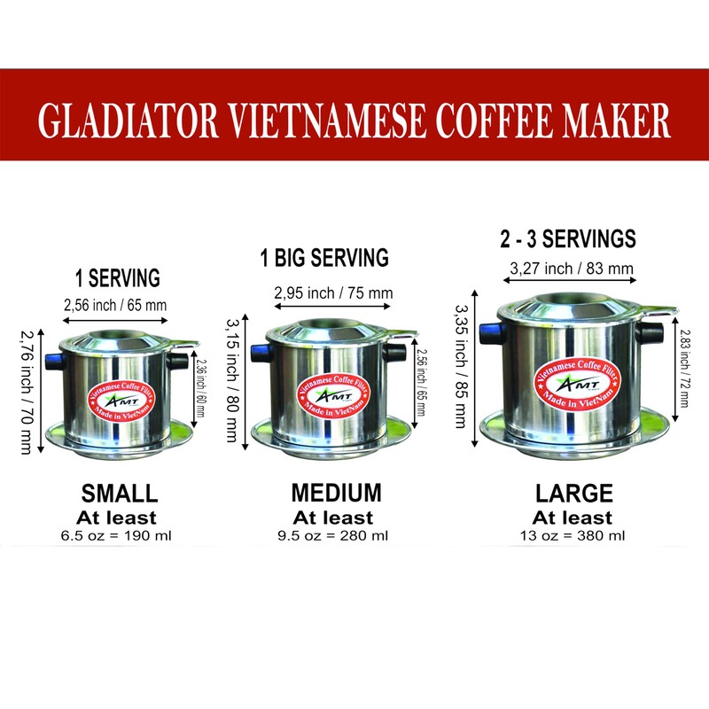 AMT 6.5 oz Coffee Maker, Phin Filter, Screw Down Coffee