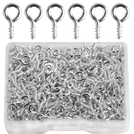 KEWAYO 400 Pieces 10mm Small Screw Eyes, Mini Screw Eye Pins with Thread Metal Eyelets Screw Hooks Eye Screws for Jewellery Making Pendant Beads DIY Crafts (Silver)