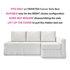 FMCTL Easy Fit Friheten Sleeper Sofa Cover Replacement for IKEA Friheten Couch Cover, Friheten Cover Only!(Right Chaise-Titanium Grey)